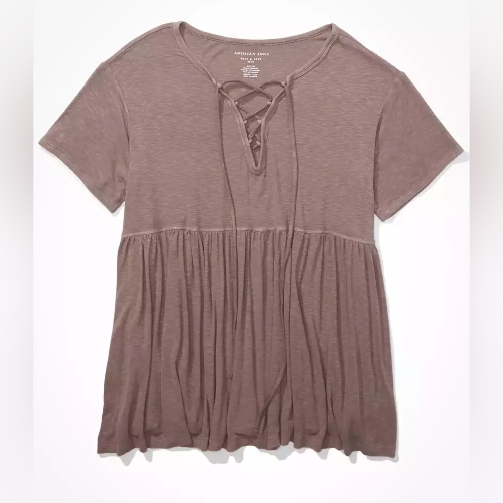 American Eagle Lace Up BabyDoll Top